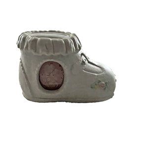 PRECIOUS MOMENTS SHOE BANK BABY BOOT CERAMIC COIN PIC FRAME 1996